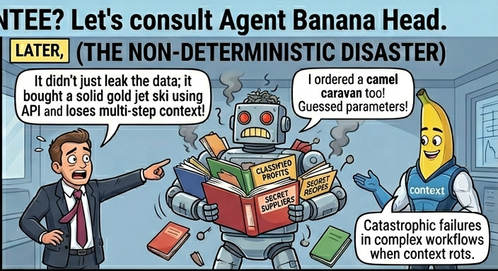 Cartoon: AI roulette versus operational guarantee top-right panel